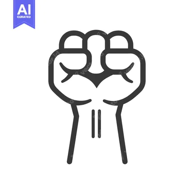 Download A black and white line drawing of a clenched fist raised in the air. Vector Graphic