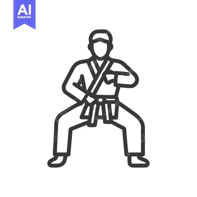 Premium design asset: Minimalist Karate Stance Icon: Focused Martial Arts Training Illustrat