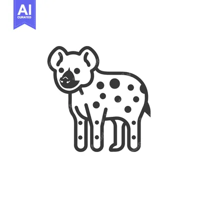 Spotted Hyena Line Art Illustration