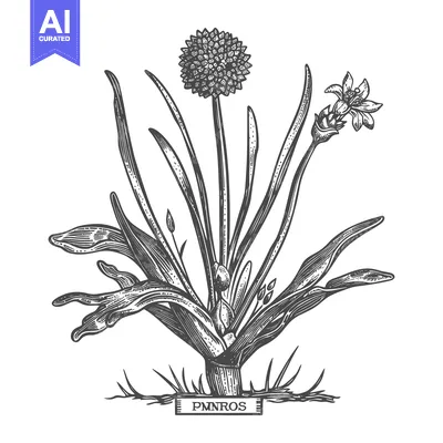 Detailed botanical illustration showing a plant with flower and leaves