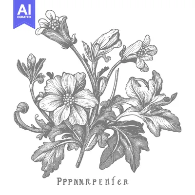 Detailed illustration of a collection of elegant floral botanical desi