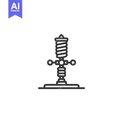 Linear Icon of a Mechanical Press, Industrial Equipment, Isolated on W