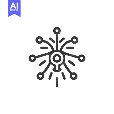 Aset desain premium: Abstract Lightbulb Network Icon with Connected Nodes and Rays