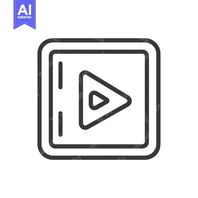 Aset desain premium: Square Button with Play Symbol and Two Vertical Lines