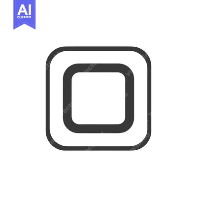 Aset desain premium: Minimalist Black Rounded Square Icon on White Background
