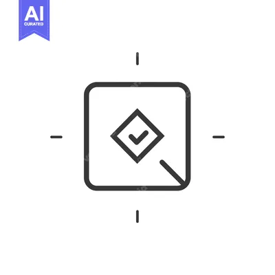 Square with check mark inside diamond shape with target outline