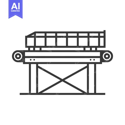 A Black and White Line Drawing of a Conveyor Belt with a Metal Frame
