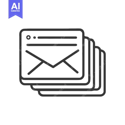 Stacked Email Icon: Multiple Messages, Communication Concept, Minimali