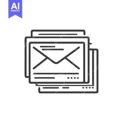 Stacked Email Icon: Modern Outline Design for Communication and Messag