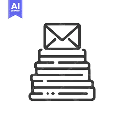 Stacked Books with Envelope Icon: Minimalist Communication Concept