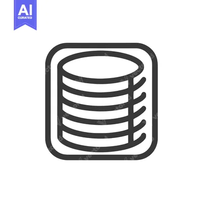 Minimalist Database Icon: Stacked Cylinders in Rounded Square Frame