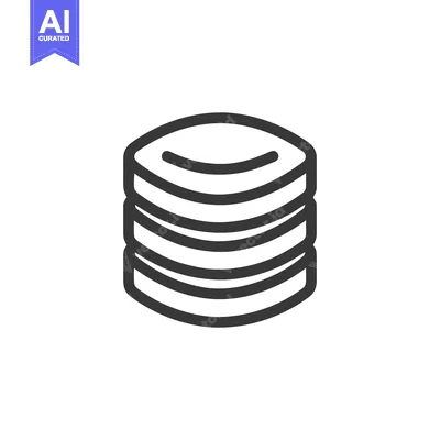 Database Icon: Stacked Disks with Rounded Edges, Simple Line Art