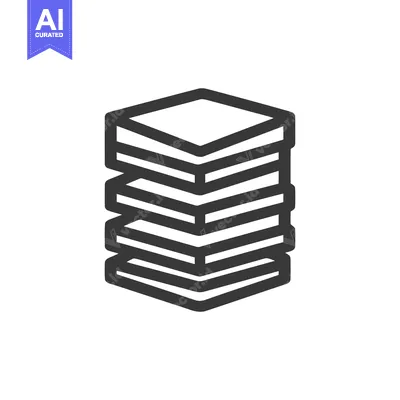 Aset desain premium: Stacked Square Layers: Minimalist Icon with Bold Outline on White Back