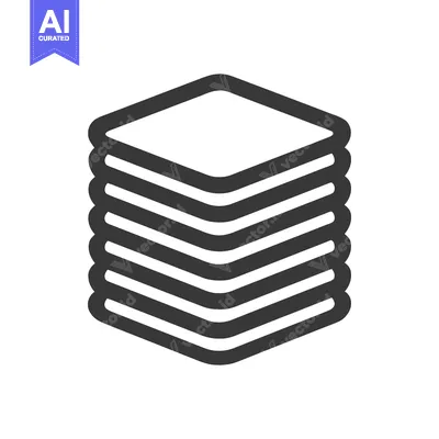 Stacked Layers: Minimalist Icon of Data or Documents in Black and Whit