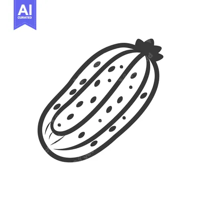 Aset desain premium: A Black and White Line Drawing of a Cucumber