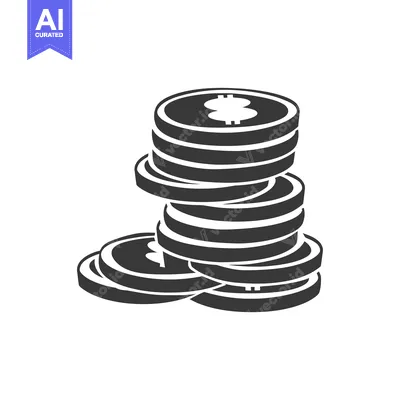Aset desain premium: Stack of Black and White Coins with Dollar Sign