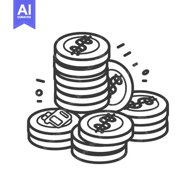 Aset desain premium: Stack of Coins with Dollar Sign and a Coin with a Small Rectangle in t