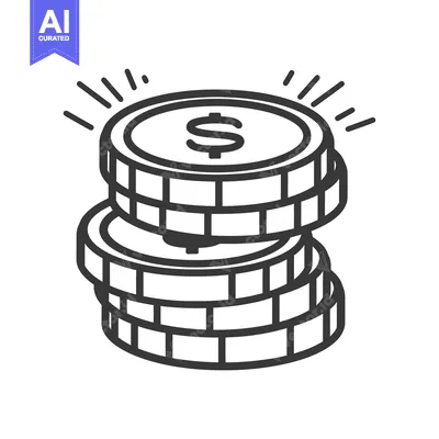 Aset desain premium: Stack of Coins with Dollar Sign and Radiating Lines