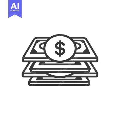 Aset desain premium: Stack of Dollar Bills with Coin on Top