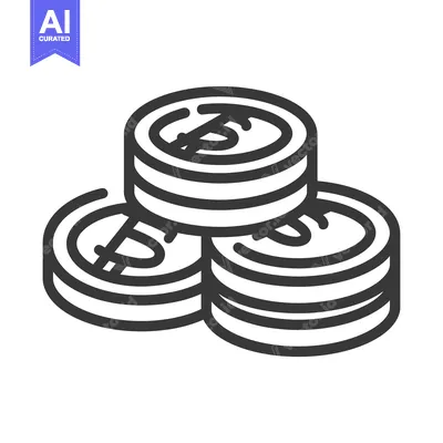 Aset desain premium: Stack of Dollar Coins in Line Art