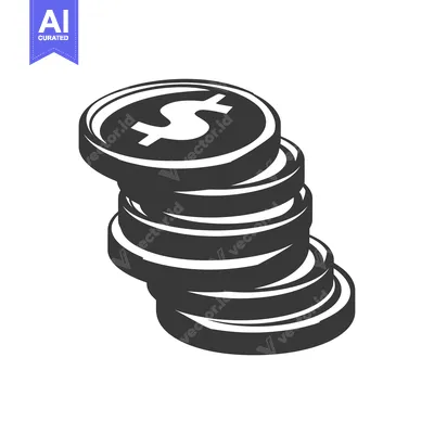 Aset premium populer: Stack of Dollar Coins with a Dollar Sign on Top