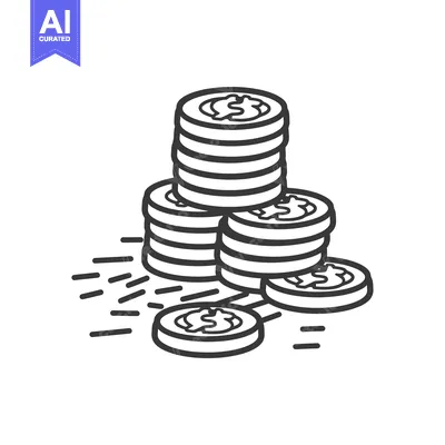Stack of Dollar Coins with Scattered Coins