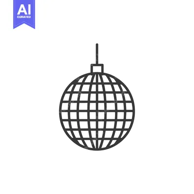 A Black and White Line Drawing of a Disco Ball