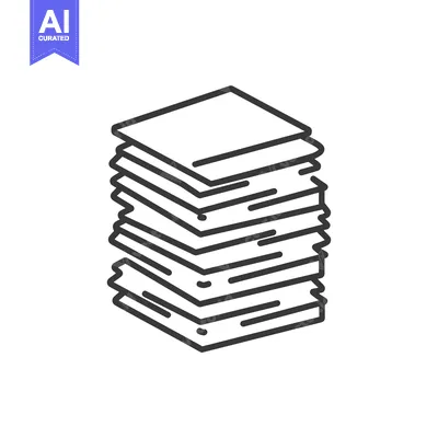 Stack of Papers in Black and White Line Art