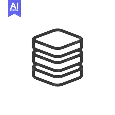 Stacked Data Layers Icon: Modern, Minimalist Design on White
