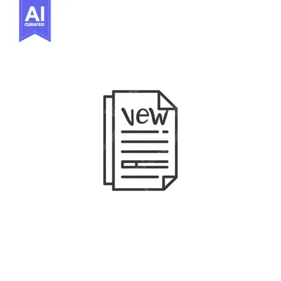 A Black and White Line Drawing of a Document with "New" Written on It