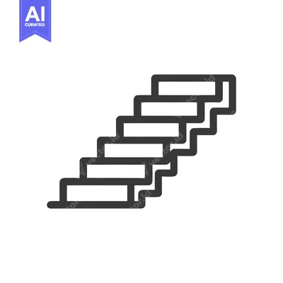 Aset premium populer: Minimalist Staircase Icon: Bold Outline on White Background, Ascending