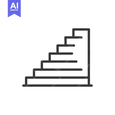 Minimalist Staircase Icon: Ascending Steps in Simple Line Art Design