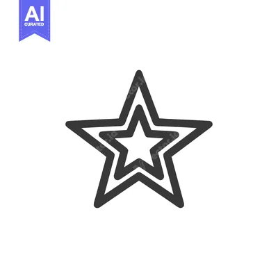 Aset premium populer: Nested Star Icon: Bold Outline, Geometric Design on White