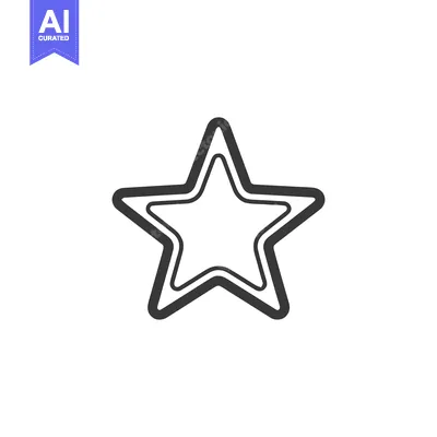 Minimalist Star Icon: Double-Lined, Gray Silhouette on White Backgroun