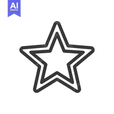 Double Outlined Star Icon, Bold Black Lines on White Background