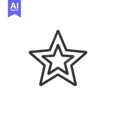 Double Star Outline Icon, Simple Black Line Art on White Background