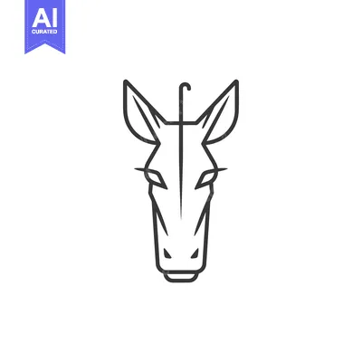 Aset premium populer: A Black and White Line Drawing of a Donkey Head with a Hook
