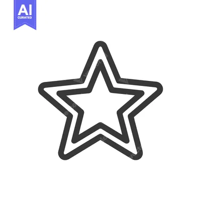 Double Outlined Star Icon on White Background, Simple and Modern Desig