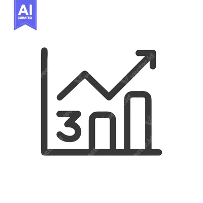 Ascending Bar Graph Icon with Arrow, Business Growth Concept, Minimali