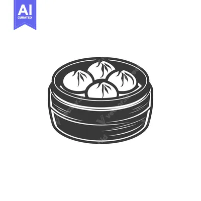 Aset desain premium: Steamed Dumplings in a Bamboo Steamer