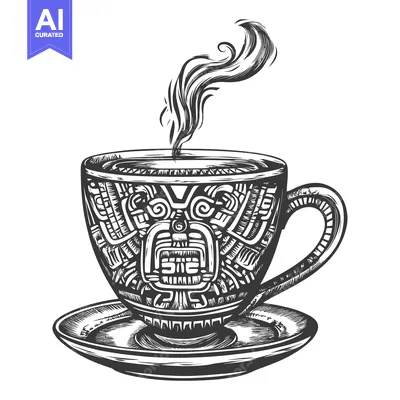Premium design asset: Steaming Cup of Coffee with Ornate Design