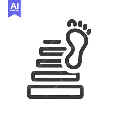 Footprint Ascending Steps: Minimalist Icon of Progress and Achievement