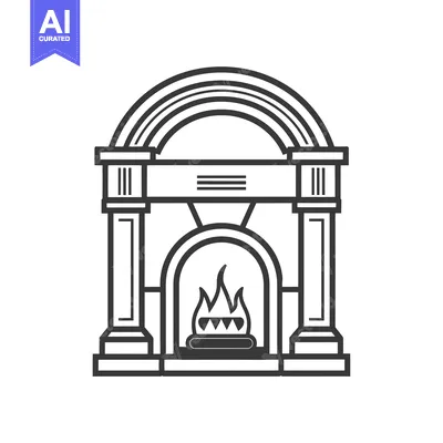 Popular premium asset: A Black and White Line Drawing of a Fireplace
