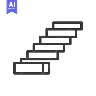 Aset premium populer: Minimalist Staircase Icon: Ascending Steps in Bold Outline Design