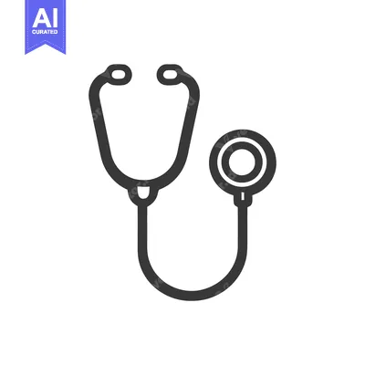 Minimalist Stethoscope Icon: Medical Symbol in Bold Outline Style