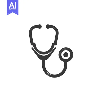 Minimalist Stethoscope Icon: Medical Symbol in Flat Design, Dark Gray