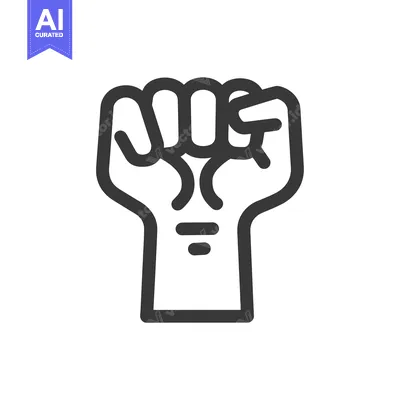 Aset premium populer: A Black and White Line Drawing of a Fist