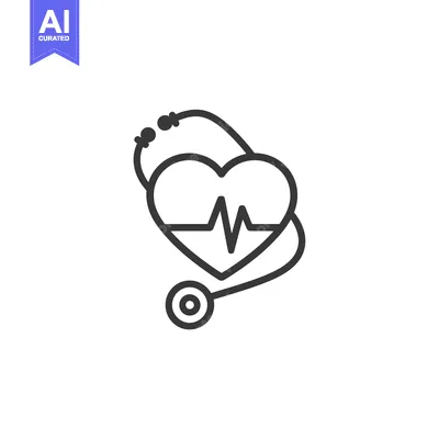 Stethoscope with a Heartbeat Inside a Heart Shape
