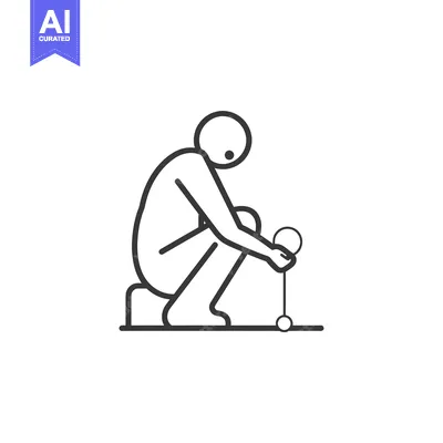 Stick Figure Character Kneeling and Holding a Pendulum