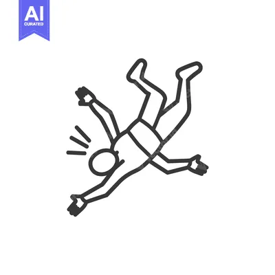 Aset desain premium: Stick Figure Falling With Arms Outstretched